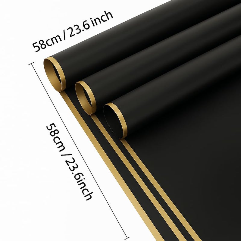 BBJ WRAPS Flower Bouquet Wrapping Paper, Waterproof Flower Paper Wrap, Black Korean Paper for Bouquets Floral Gift Packaging Florist Supplies, 20 Sheets (Black) - Image 3